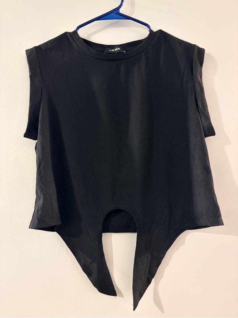 Cider Black Sleeveless Crop Tank with tie front